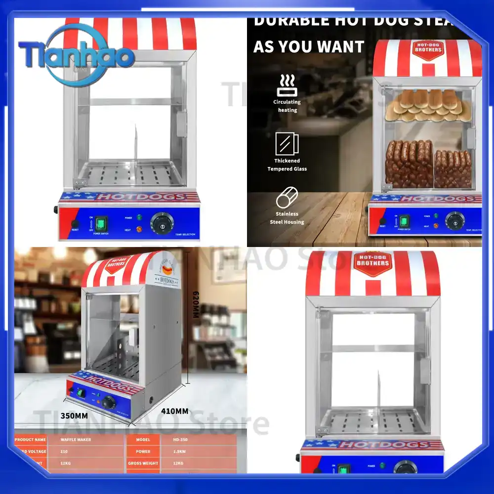 Food Processor Snacks - Pemanas Roti Hot Dog Otomatis Komersial,