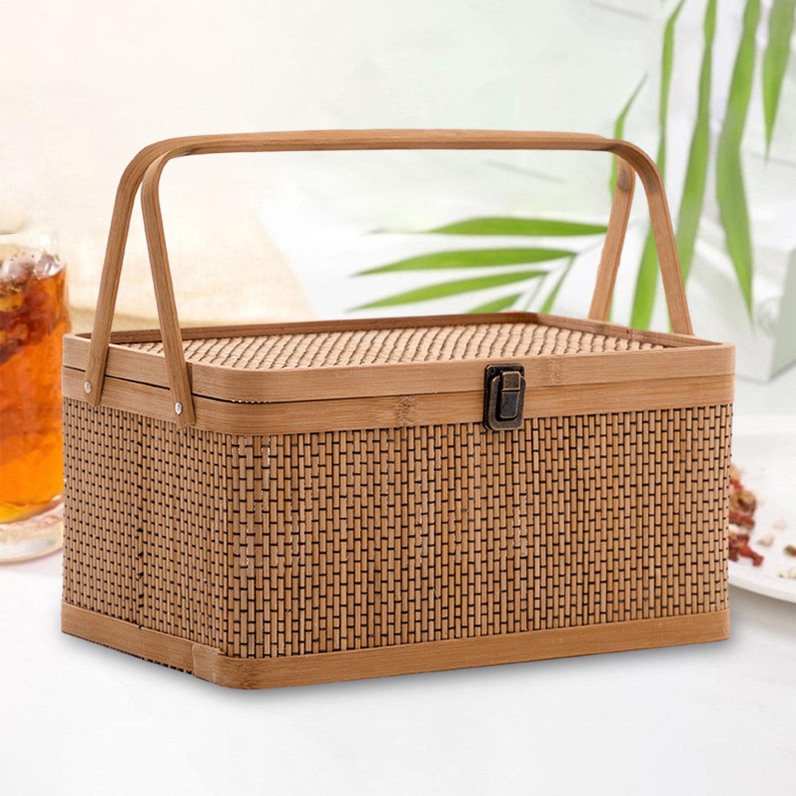 Food Snacks Hamper - Keranjang Piknik Bambu Buatan Tangan dengan