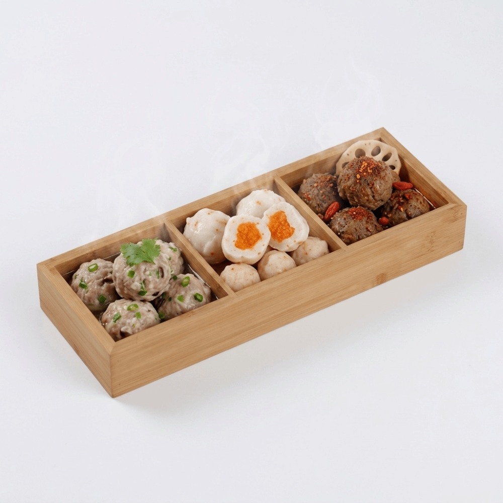 Food Snacks Options - Nampan Sajian Bambu Terpisah Bebas Serpihan,