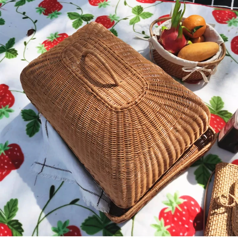 Food Snacks With Fiber - Penutup Makanan Rotan Imitasi Retro, Penutup