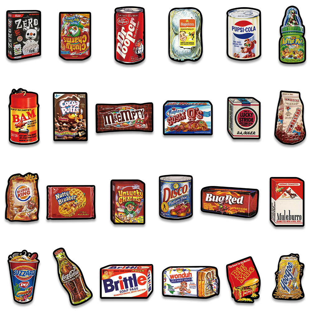 48 buah stiker grafiti makanan - American Food Y Snacks ulasan dan harga