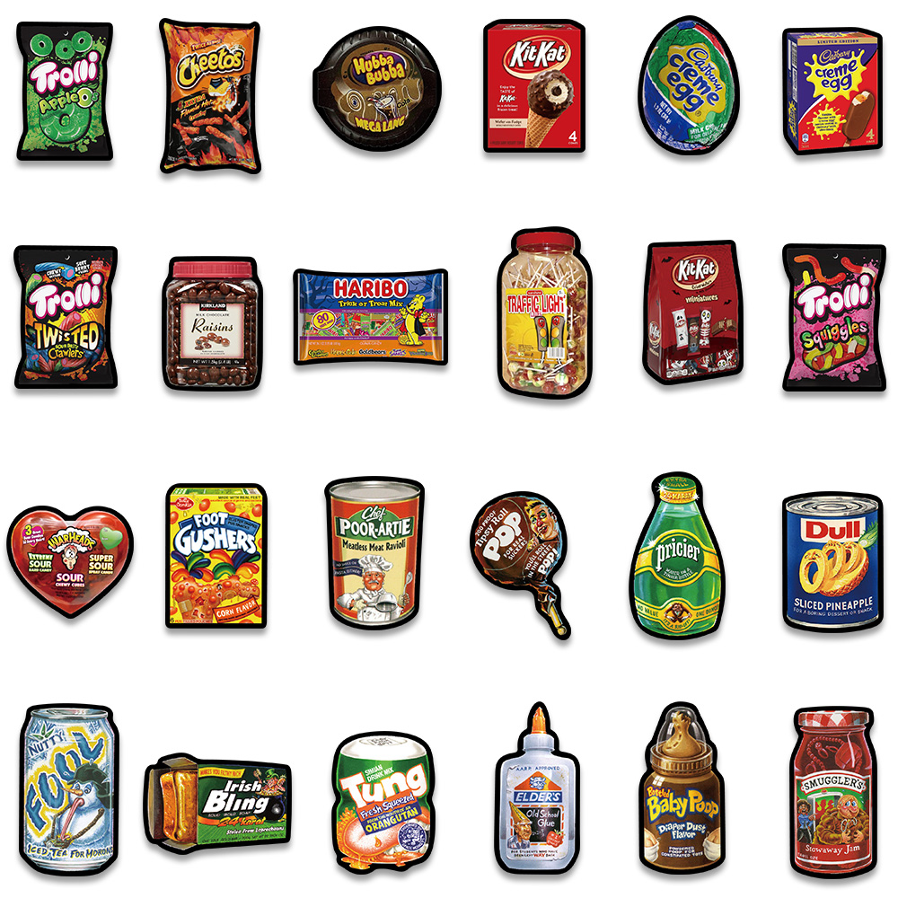 48 buah stiker grafiti makanan - American Food Y Snacks ulasan dan harga